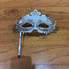 AMAZON Masquerade Silver White Face Masks Ball Halloween Concert Costume Dance