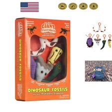 Fuzzy Fossils Dinosaur-Themed Gift Set with Keychains, Plush Toys  Cards