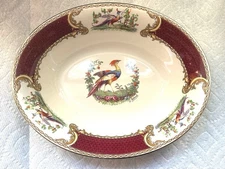 Myott Staffordshire Chelsea Bird Red Oval Vegetable Bowl 9.75” X 7.75” ExcCondit