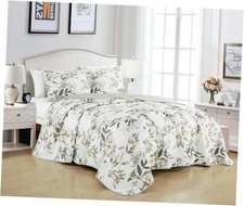 Julia 3-Piece Floral Quilt Set - Multicolor Queen Multicolor Floral Leaves