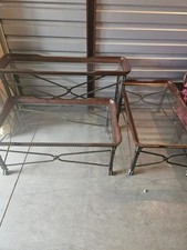 Maitland Smith Regency Leather Brass Nailhead Paw Feet Table Set 