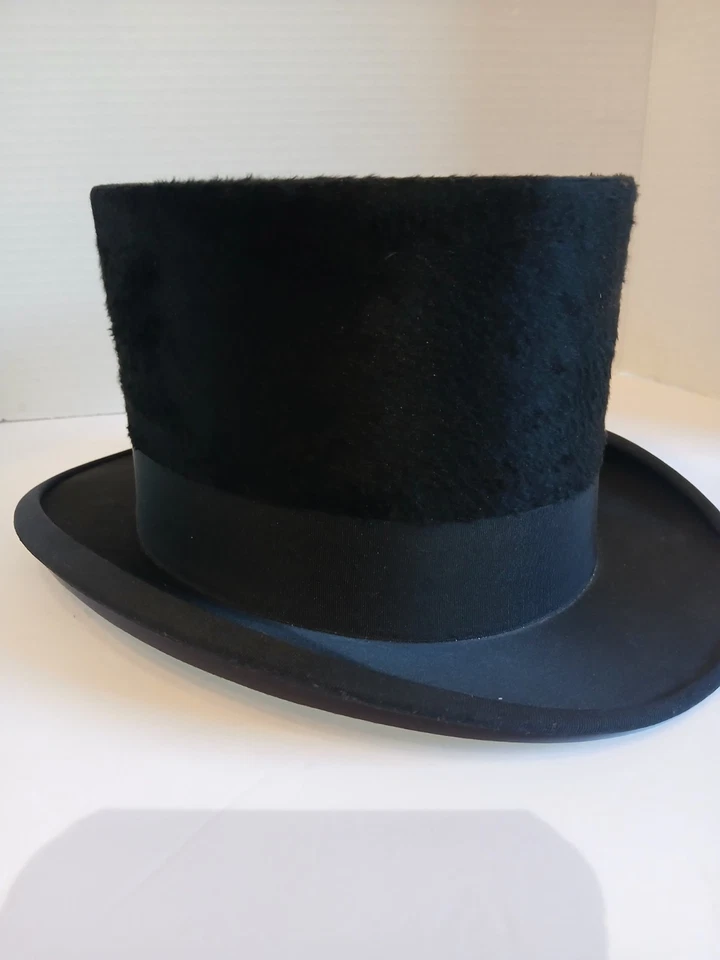 Sombrero de fieltro de piel antiguo/vintage negro talla 7 Foto 3 de 4