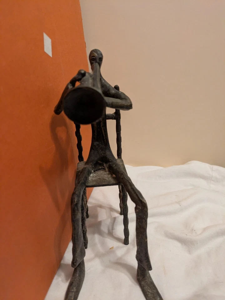 Bookends PAIR Men Playing Jazz Cast Metal Brutalist Style Mid Century Modern - Image 2 of 4