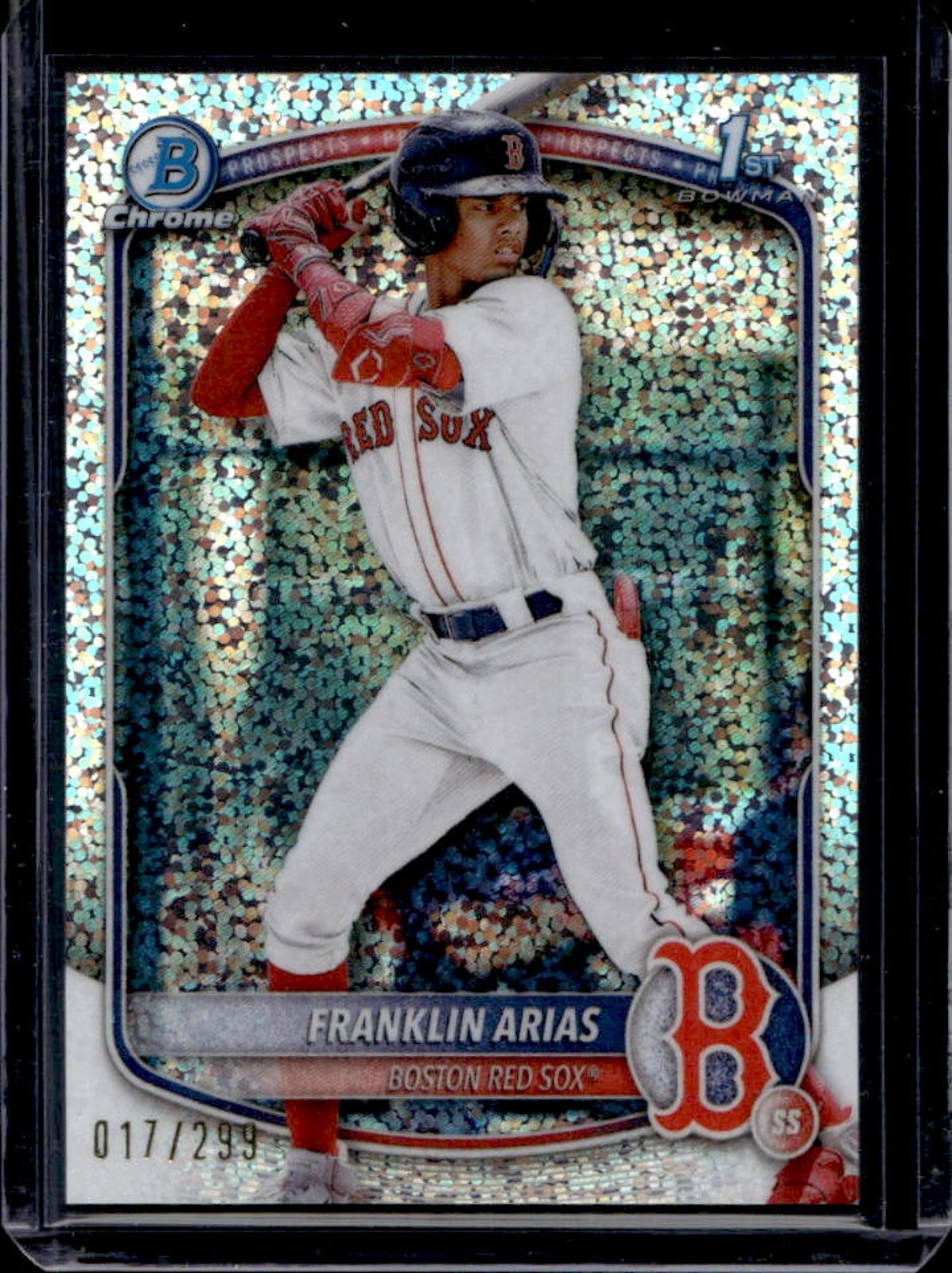 2025 Bowman Franklin Arias Chrome Speckle Refractor 1st Prospect #/299 Red Sox