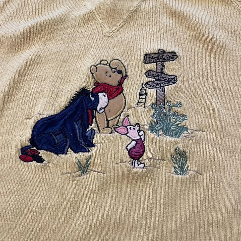 Sudadera De Colección Disney Winnie The Pooh Para Mujer XL Amarilla Eeyore Piglet Años 90 Foto 3 de 4