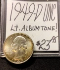 1949 D Washington Silver Quarter UNC! Light Album Tone! ENN Coins