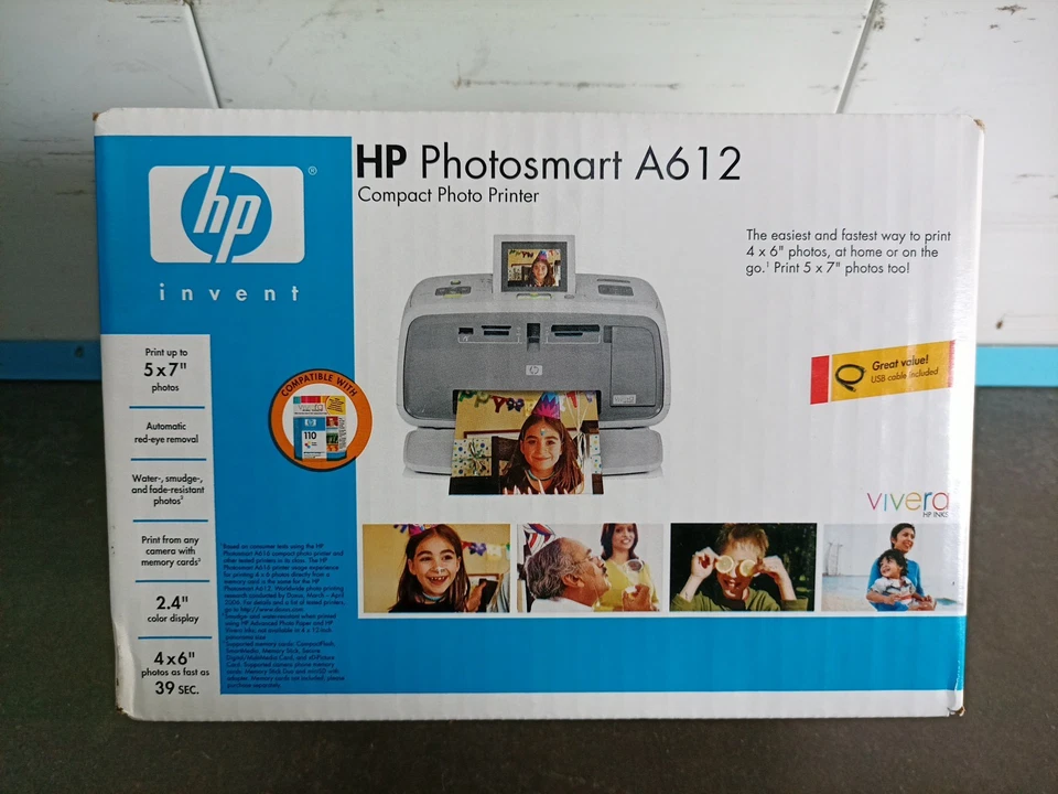 NEW HP Photosmart A612 Portable Inkjet Photo Printer 2.4" LCD  (SEALED) - Image 4 of 4