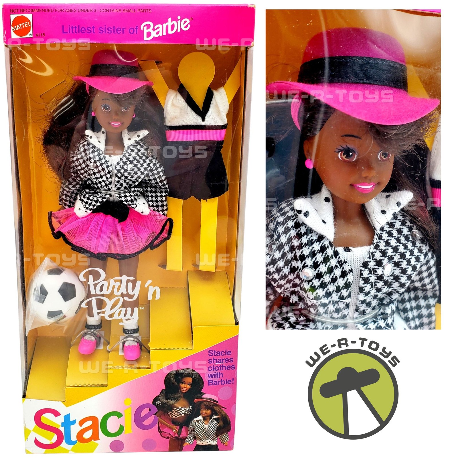 Barbie Party 'n Play Stacie Doll Littlest Sister of Barbie African American NEW