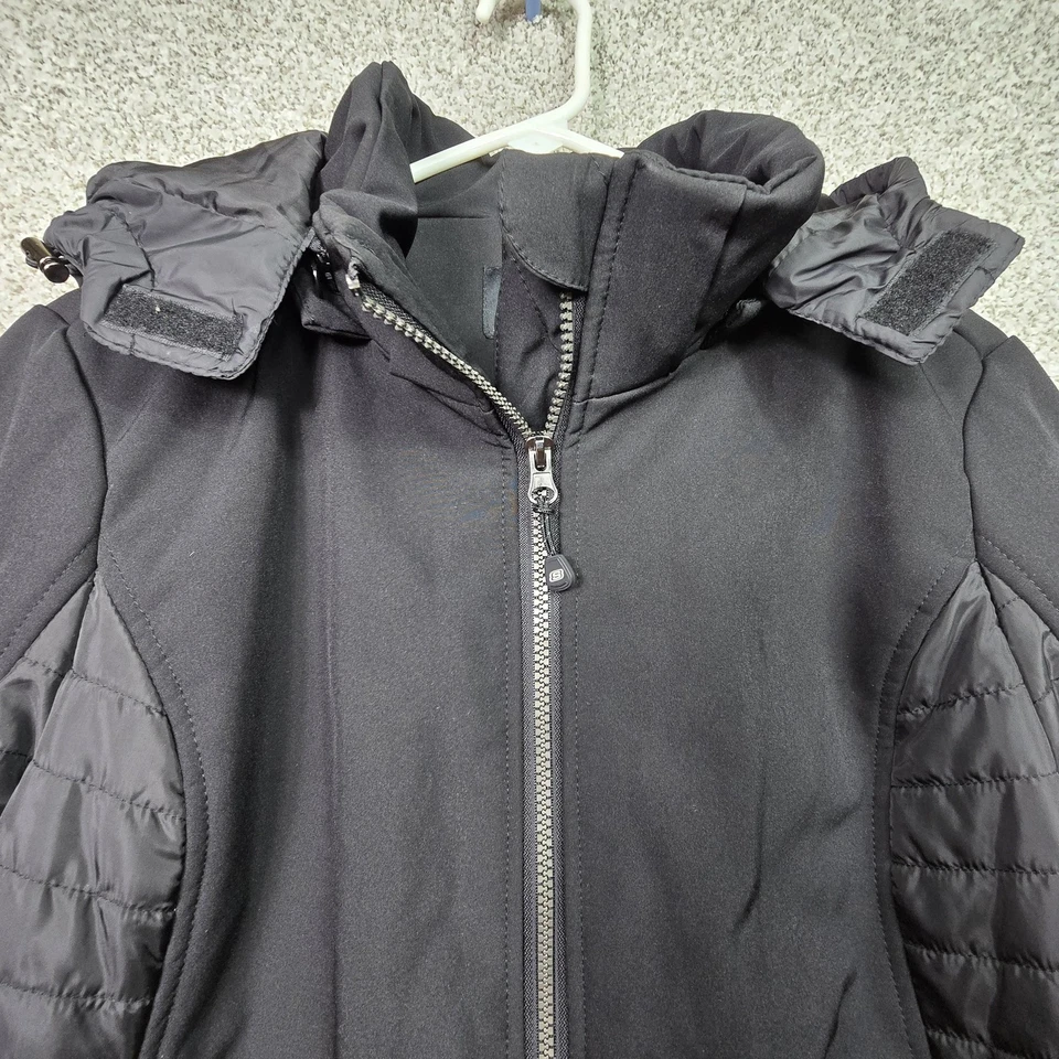 Chaqueta Skechers Para Hombre XL Negra Cremallera Completa Acolchada Con Capucha Softshell Aire Libre Invierno Foto 3 de 4