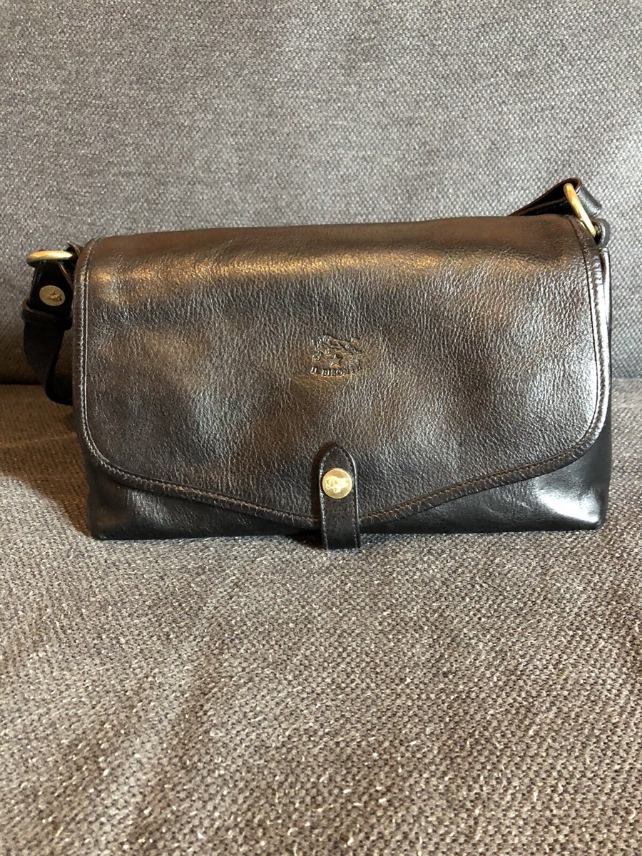 IL BISONTE SHOULDER BAG IN COWHIDE LEATHER A2468 COLOR BLACK | eBay