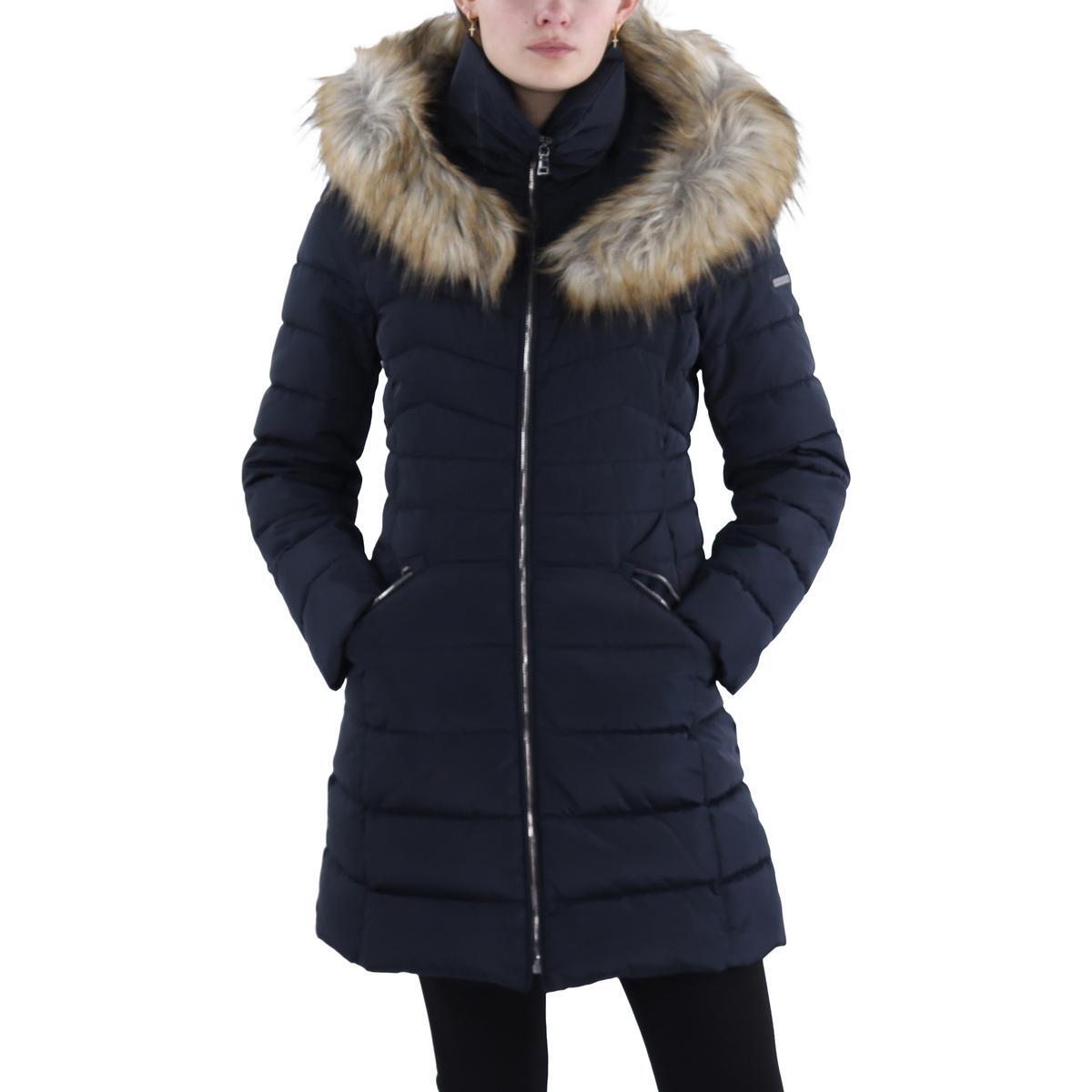 Laundry by Shelli Segal Женская темно-синяя пуховая куртка с капюшоном, пальто XS BHFO 4976