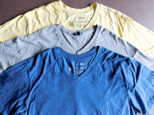 Set of 3 Vintage V-Neck Shirts, XXL, XL, Blue, Gray, Yellow Casual Tops, RVCA