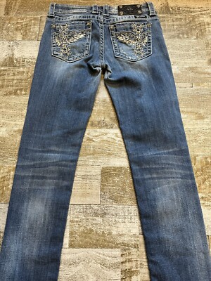 Miss Me Women's Skinny Jeans 27x29 Cross Design Embroidered Rear