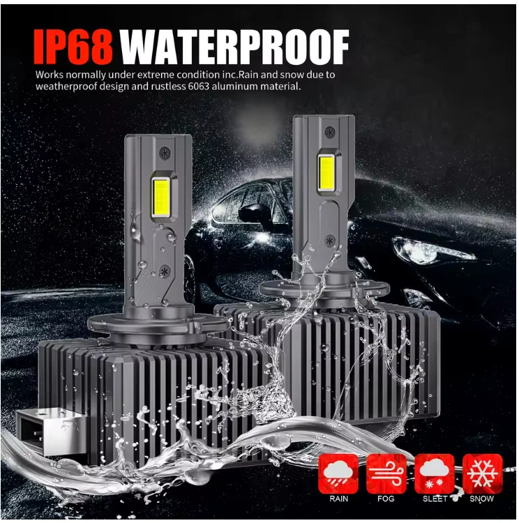 KIT COPPIA LAMPADE D3S LED UNIVERSALI DA XENON A LED 6000K BIANCO 30000 LUMEN - Immagine 2 di 4