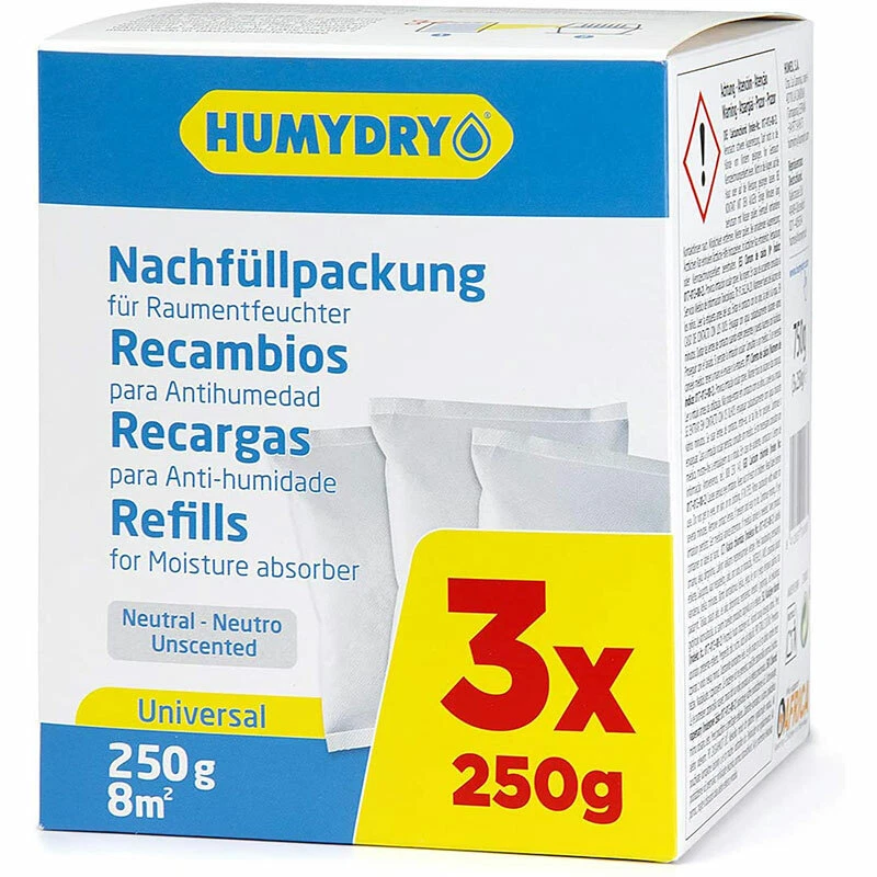 Humydry Nachfüllpack 3x250g Geruchsneutral für Luftentfeuchter