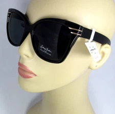 SEAN JOHN Womens Oversized Black Cat Eye Plastic Sunglasses SJS2024CE-001