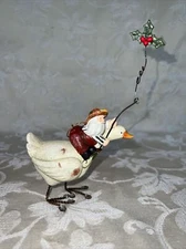 Santa Riding Goose Folk Art Primitive Christmas Ornament