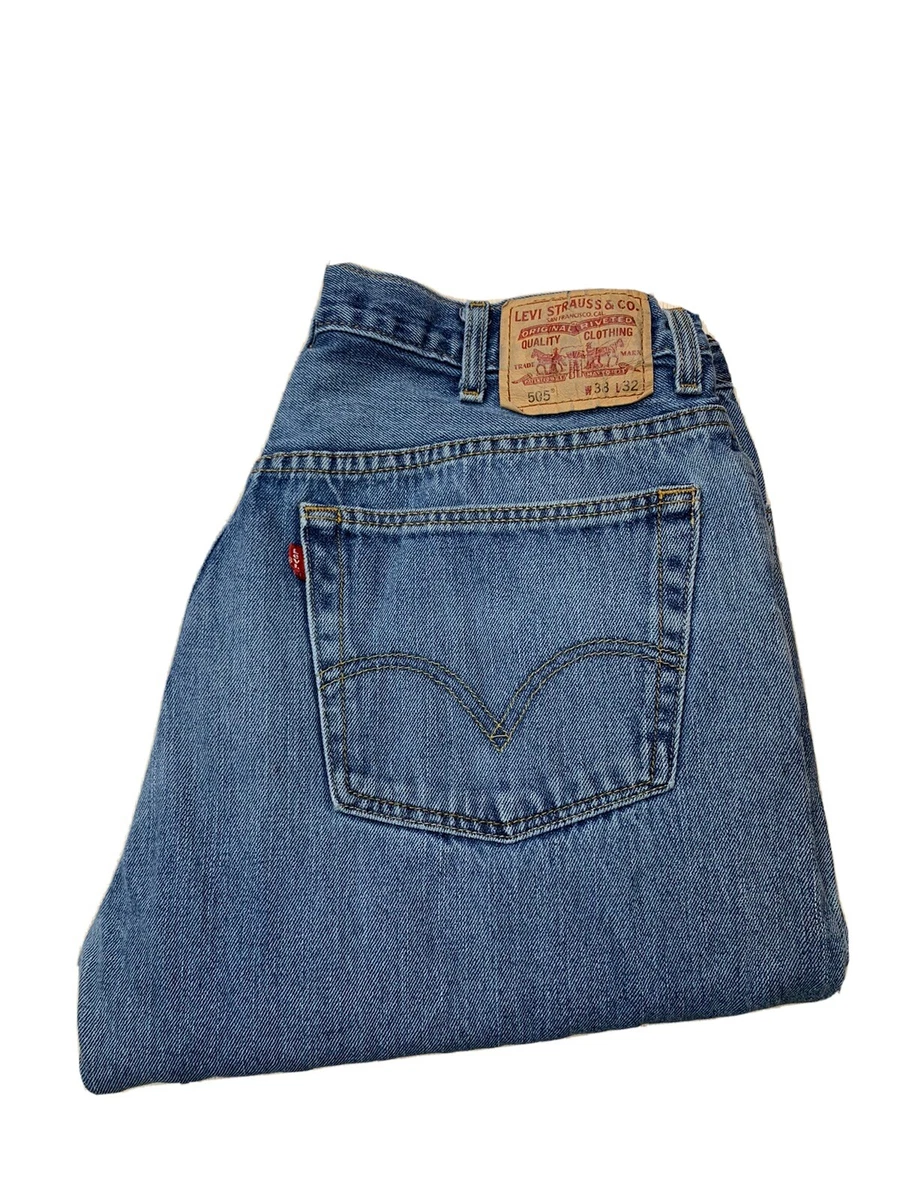 LEVI LEVIS 505 REGULAR FIT MEN S BLUE DENIM JEANS Tag 38 X 32 36x29 RED TAB
