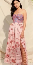 BADGLEY MISCHKA BELLE DELANEY Floral Maxi dress W/slit. Retail $269.00 NEW Sz 12