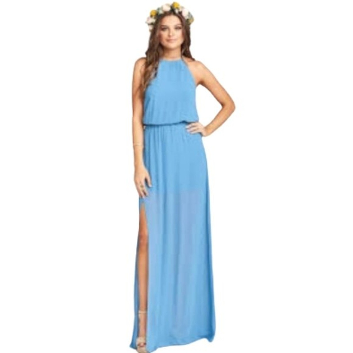heather blue bridesmaid dresses Cheap Dusty Blue Hot Sale Simple Long Beach Summer Bridesmaid Dresses –  SposaBridal main image 1