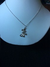 Mickey Mouse vintage  sterling silver pendent and chain pendent 1 1/2 in