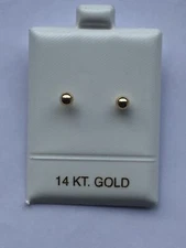 Simple and Classic 14K Yellow Gold Ball Post Stud Small Earrings 3mm