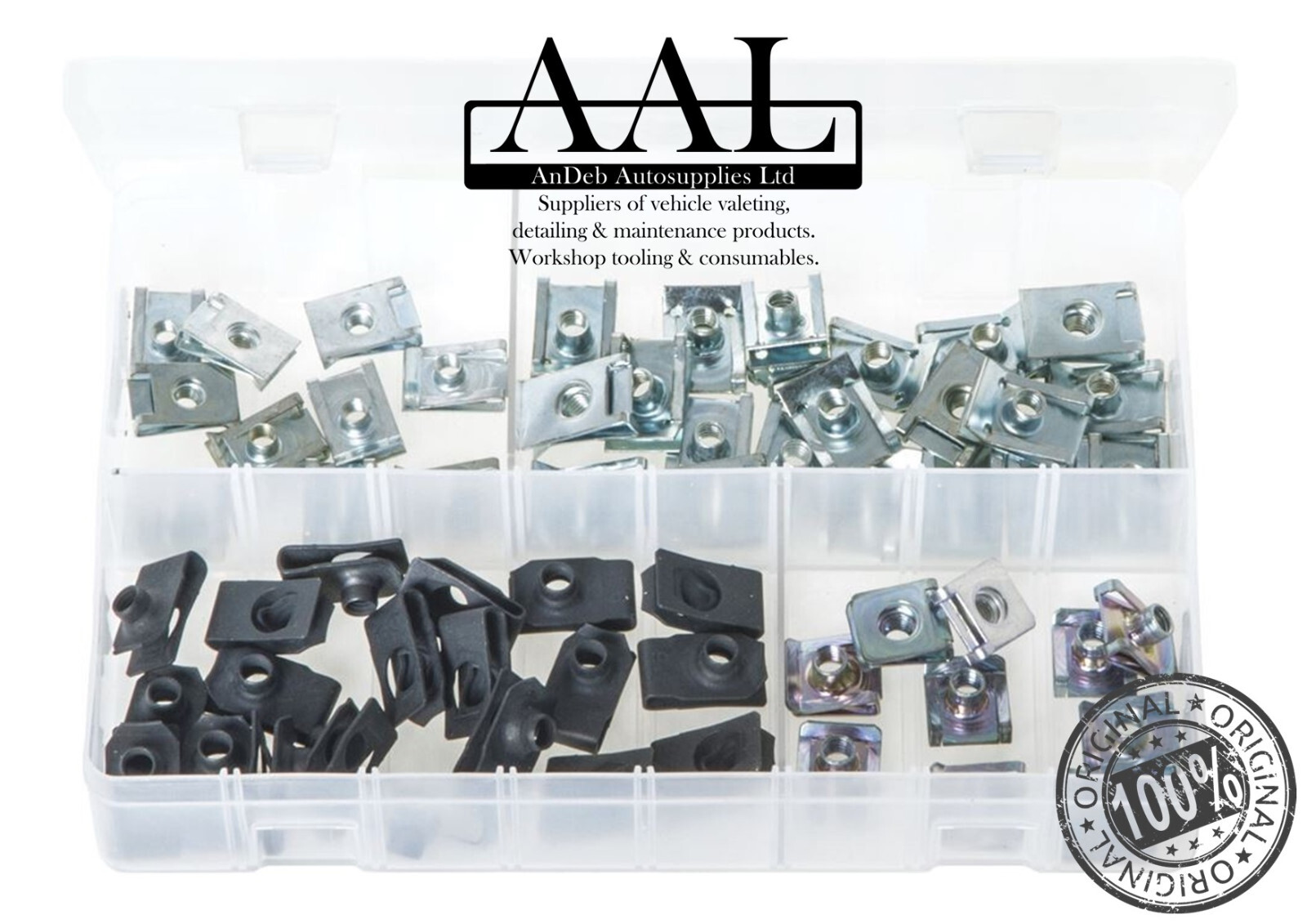 Assorted Box of Chimney Nuts, Speed Clips, Captive Nut, Spire Clip - 60pc  AB167