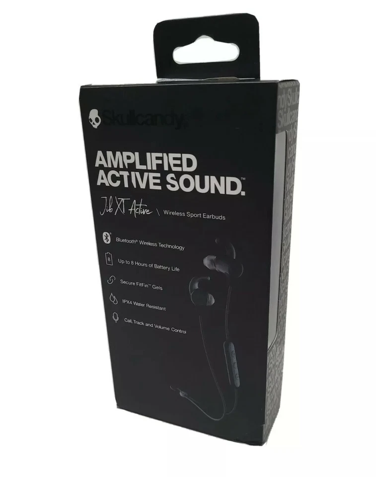 Skullcandy Jib XT Active Wireless Sport In-Ear Headphones BLACK NEW SEALED BOX - Image 3 of 4