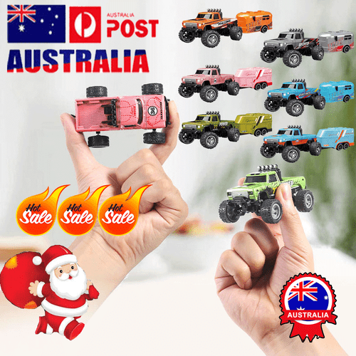 Mini RC Monster Truck USBC Rechargeable Underflow with Trailer,1:64 Scale Alloy - Picture 2 of 21