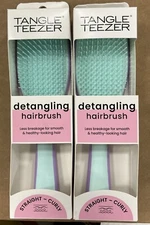 2X Tangle Teezer Detangling Hairbrush Wet & Dry Purple Blue Straight & Curly
