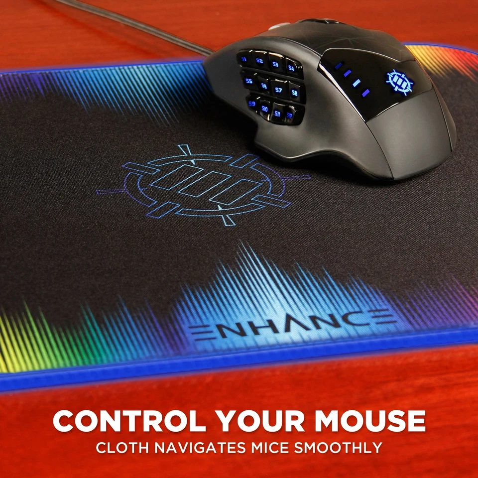 ENHANCE LED Gaming Mouse Pad with Fabric Top - 7 RGB Colors & 3 Lighting Effects - Image 4 of 4