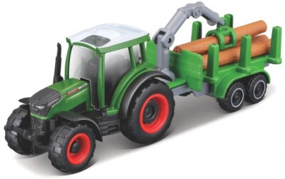 Maisto Bauernhof Fendt 209 Traktor mit Baumstämmen / Anhänger 1:64 