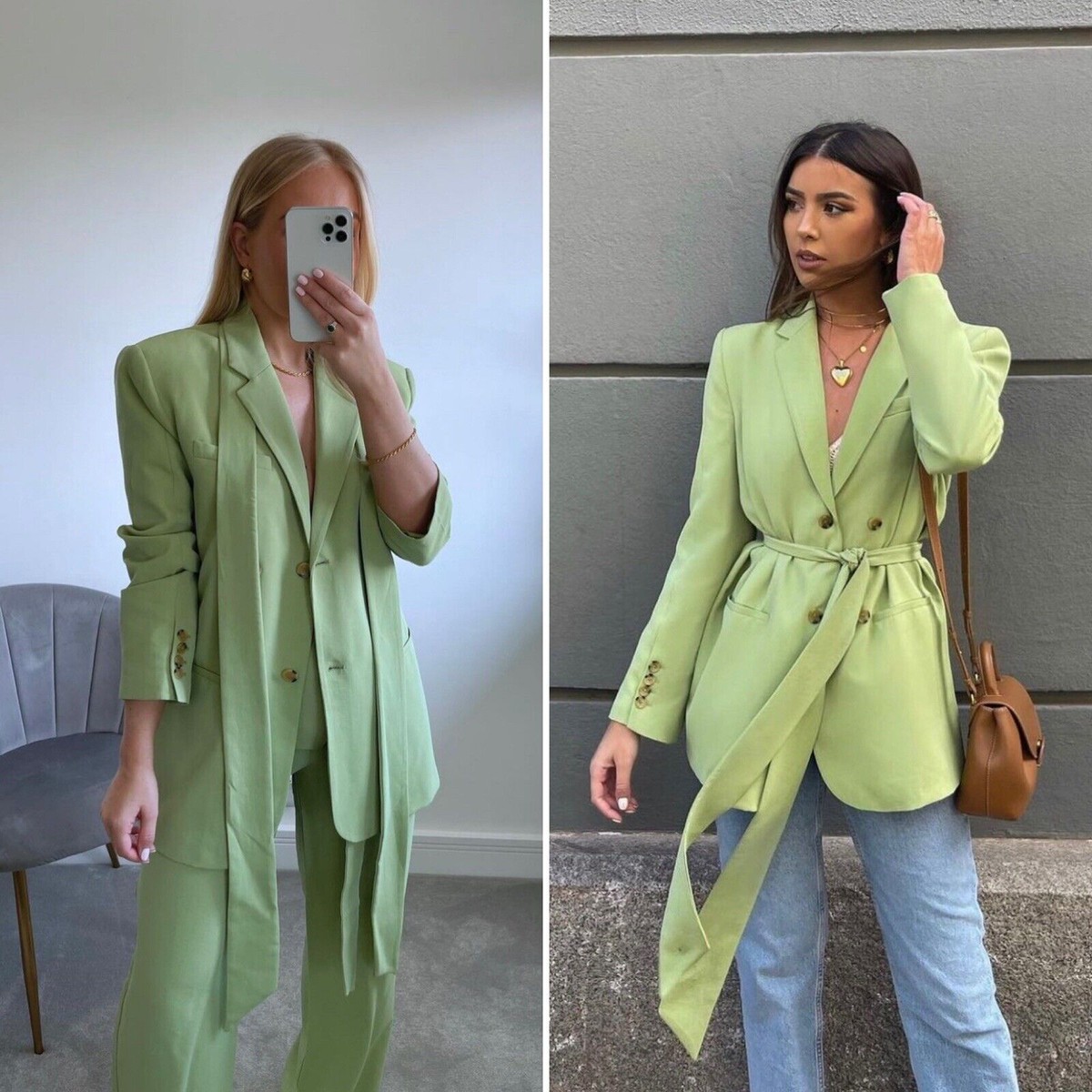 ジャケット・アウター arm slit tailored jacket/pistachio NEW ZARA LIME PISTACHIO GREEN BLAZER JACKET COAT W/ MULTIWAY
