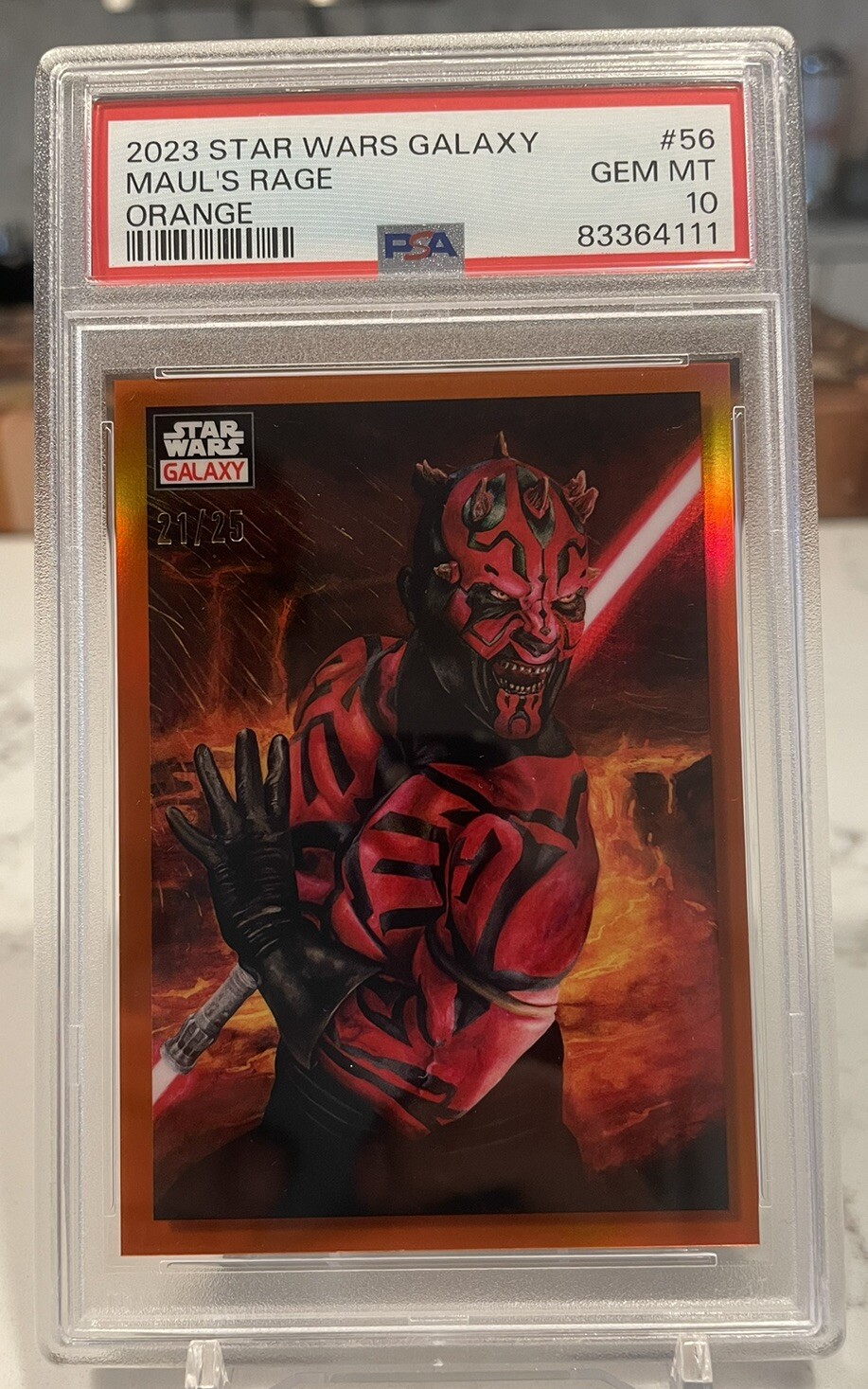 2023 Topps Chrome Star Wars Galaxy #56 Maul's Rage ORANGE 21/25 PSA 10 GEM MINT