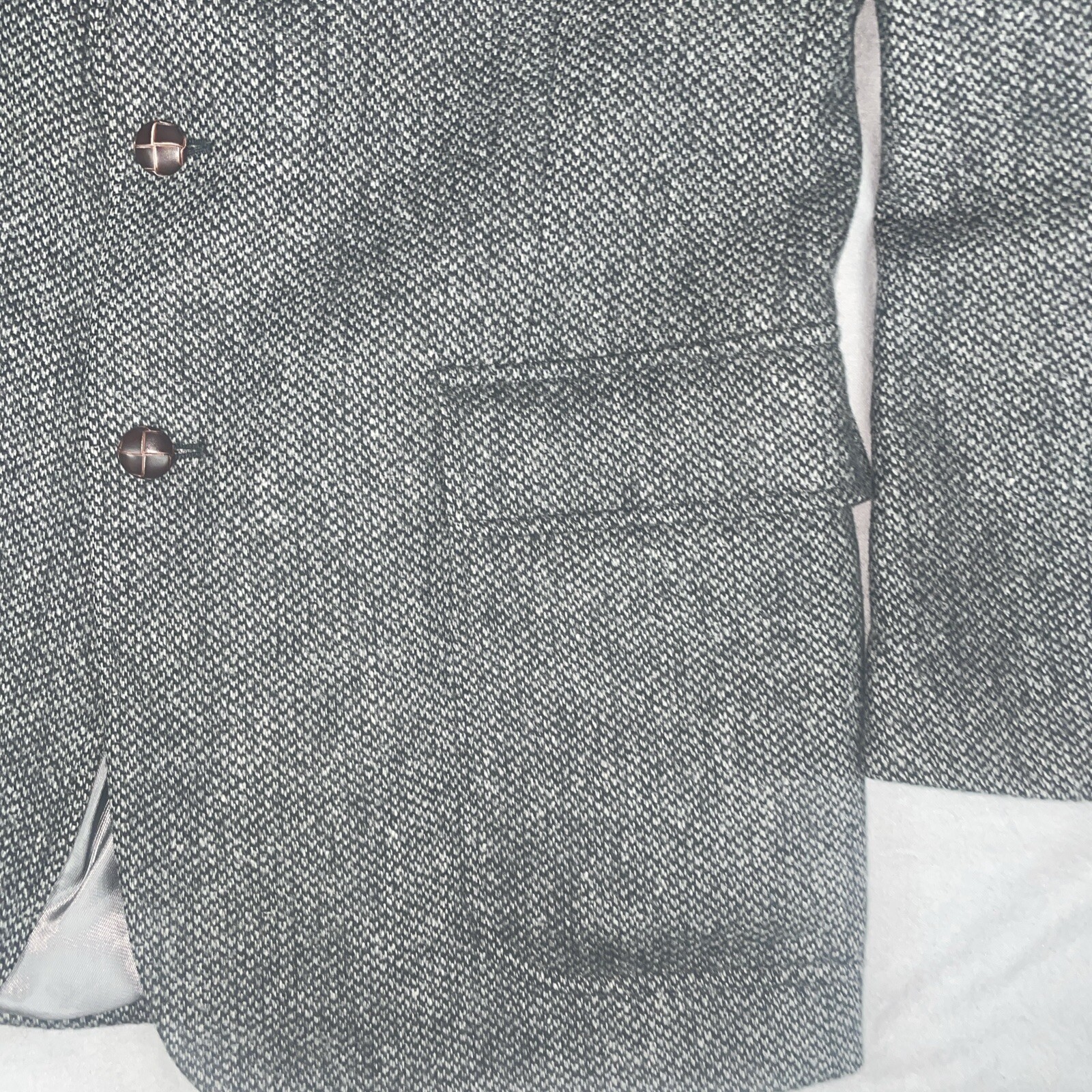 FILA Cappotto sportivo Savile Row da uomo 42 L grigio nero 100% lana 2 bottoni giacca sfiato singolo