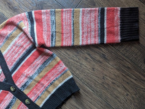 BP Nordstrom Women’s NWT Black Red & Brown Striped Crop Cardigan Small Stretch - Picture 6 of 19
