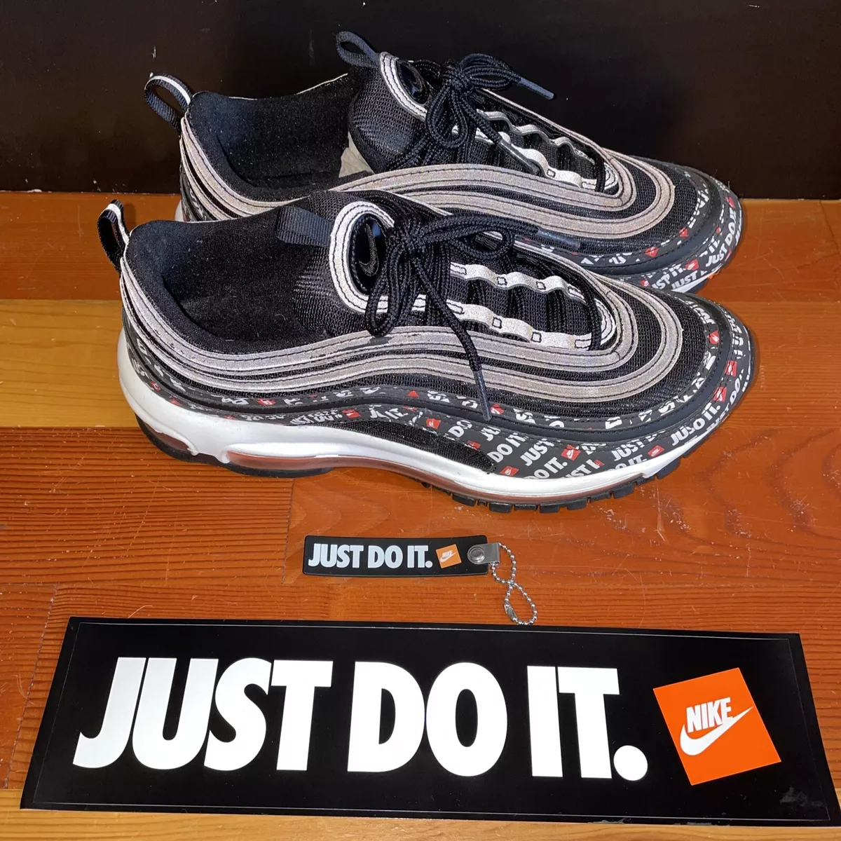 2018 Men s 8 Nike Air Max 97 Just Do it Pack Black Orange AT8437