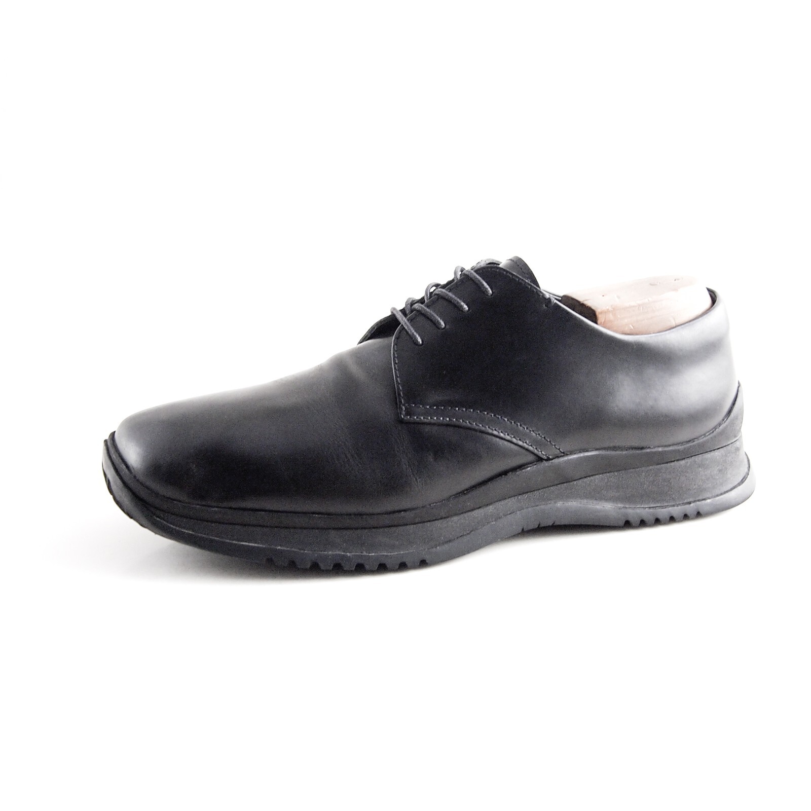 SAOLA Scarpa Prada Lug Sole Derby Oxford in pelle nera da uomo taglia EU 42 US 9