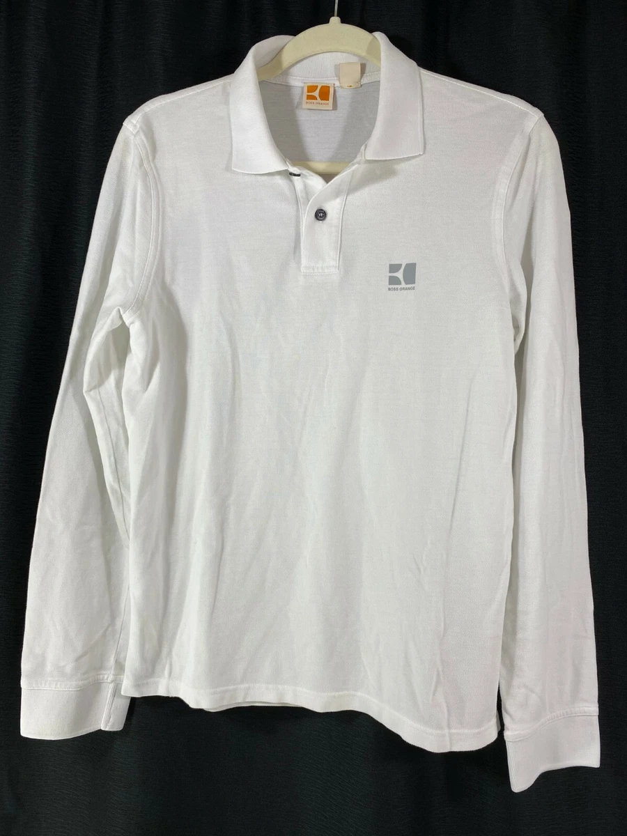 White hugo boss long sleeve cheap polo
