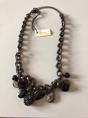 Stunning Bianco Firenze Brass Crystal Necklace - Made In Italy