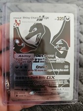 Shiny Charizard GX Silver Foil Fan Art Vinile Carta Pokemon da Collezione