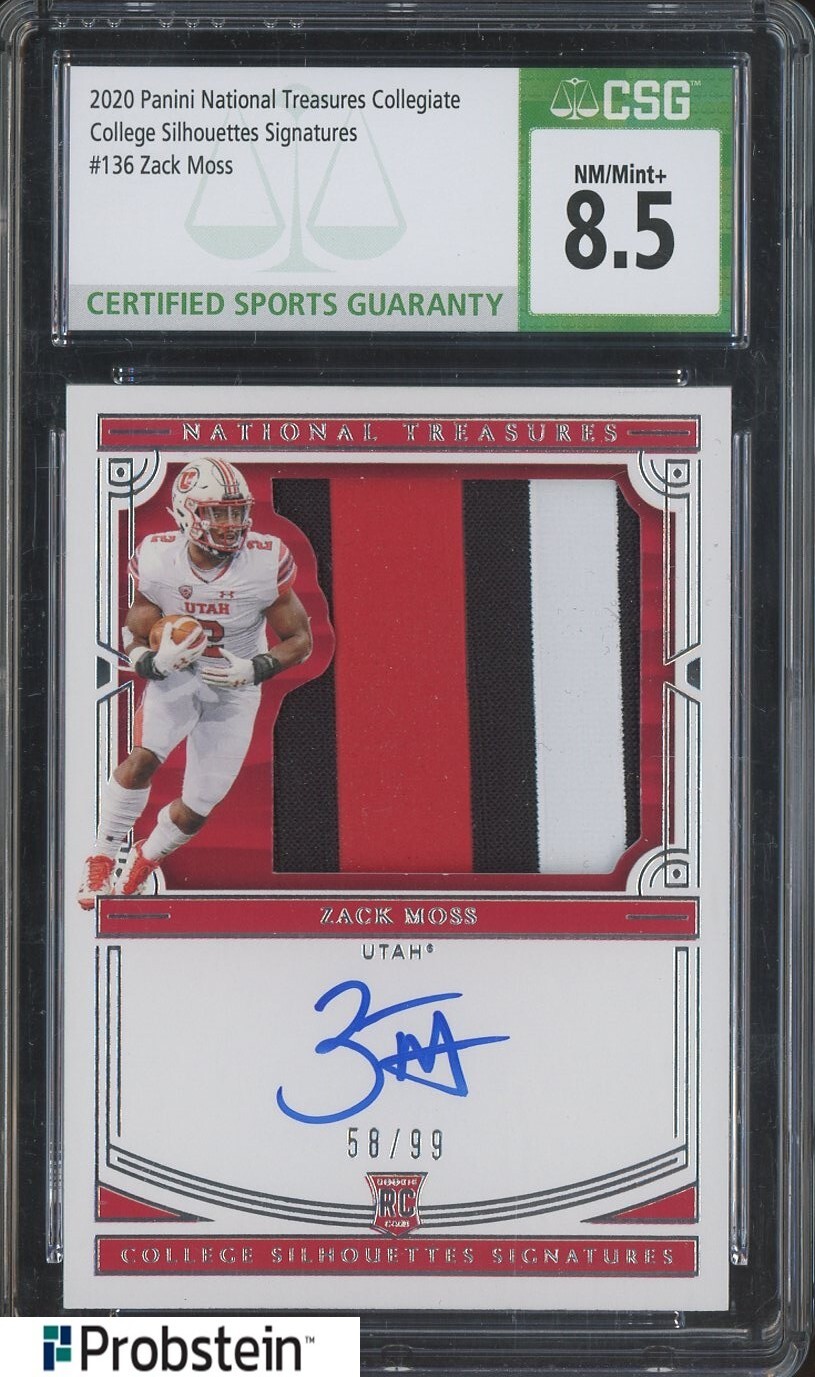 Zack Moss Panini National Treasures Collegiate #136 College Silhouettes Signatures-Blue