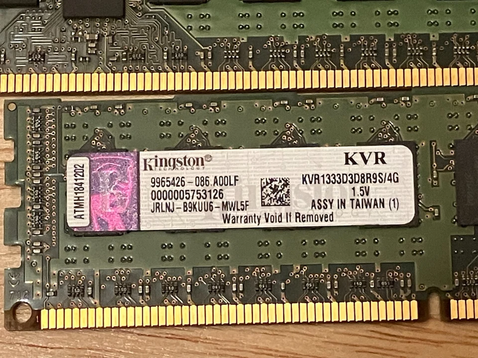 Gently Used Kingston 20GB, Ram Kit KVR1333D3D8R9S/4G - Image 2 of 4