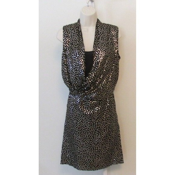 DVF Diane von Furstenberg Issie dress goldo gold sequin black cocktail new  0 | eBay