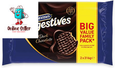 McVitie's Digestives Dark Chocolate Biscuits Twin Pack 2 x 316g, 632g Total