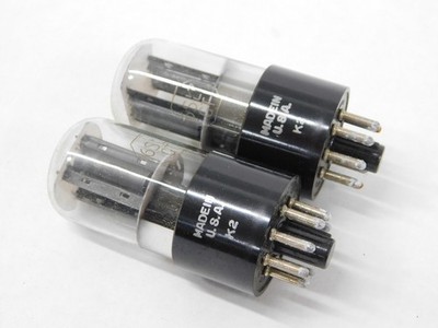 6SN7WGTA 真空管 2本セット Rot No 8613 RCA Radiotron 6SL7GT Vintage WWII Foil Getter Black Plate NOS