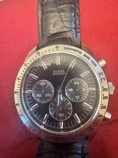 Guess Quartz Watch Set Men Silver Black 100m Chronograph U11507G1 Very Nice