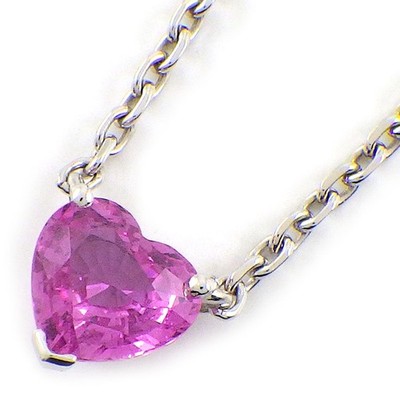Cartier Halskette 1 Punkt Herzform rosa Saphir 750 (18K) Weißgold