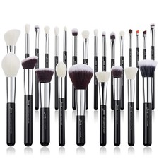 Jessup 25pcs Professional Makeup Brush Set 25 Piece Set, Black/Silver