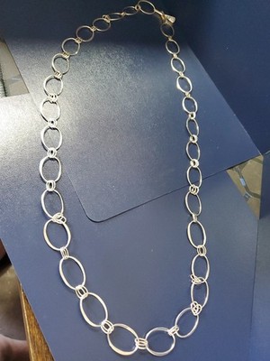 Sterling Silver RLM Studio 925 China large Hoop Oval Linked Necklace 37''